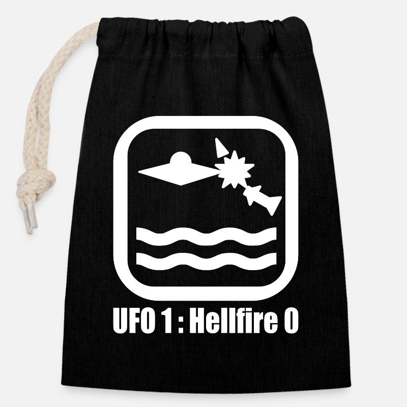 T-shirt mème UFO Rocket White 1:0 - Sac cadeau en coton avec cordon (14 x 20 cm) - noir
