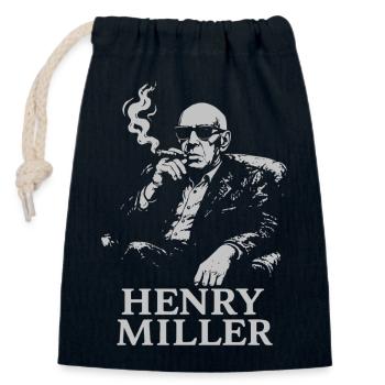 Henry Miller Noir Portrait T-Shirt - Verschließbarer Geschenkbeutel aus Baumwolle (14x20cm) - Navy - Vorne
