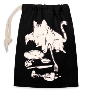 crime scene - halloween cat - Closable cotton gift bag (14x20cm) - black - Front
