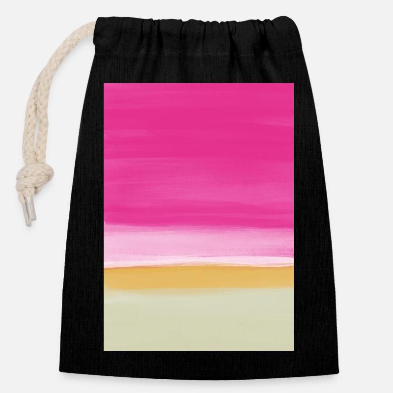 Line study pink yellow - Closable cotton gift bag (14x20cm) - black