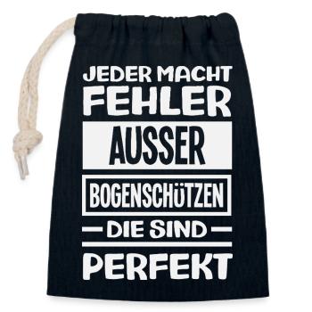 Ich gehe Bogenschießen - Verschließbarer Geschenkbeutel aus Baumwolle (14x20cm) - Navy - Vorne