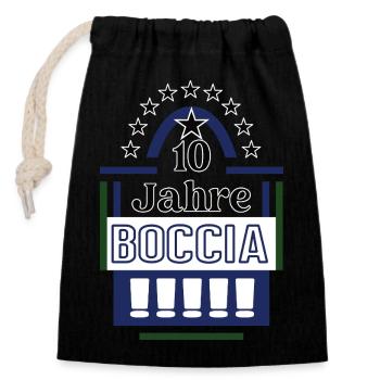 10 Jahre Boccia Jubiläum Bocciaspieler Jubilaeum - Verschließbarer Geschenkbeutel aus Baumwolle (14x20cm) - Schwarz - Vorne