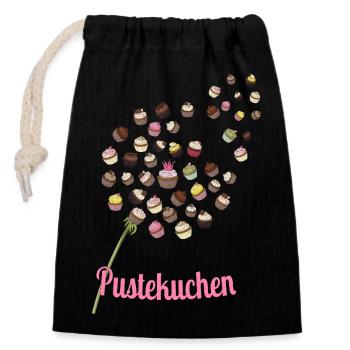 Pustekuchen – Lustiges Cupcake Design - Verschließbarer Geschenkbeutel aus Baumwolle (14x20cm) - Schwarz - Vorne