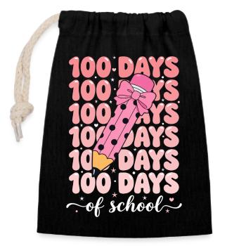 100 days of school celebration - Verschließbarer Geschenkbeutel aus Baumwolle (14x20cm) - Schwarz - Vorne