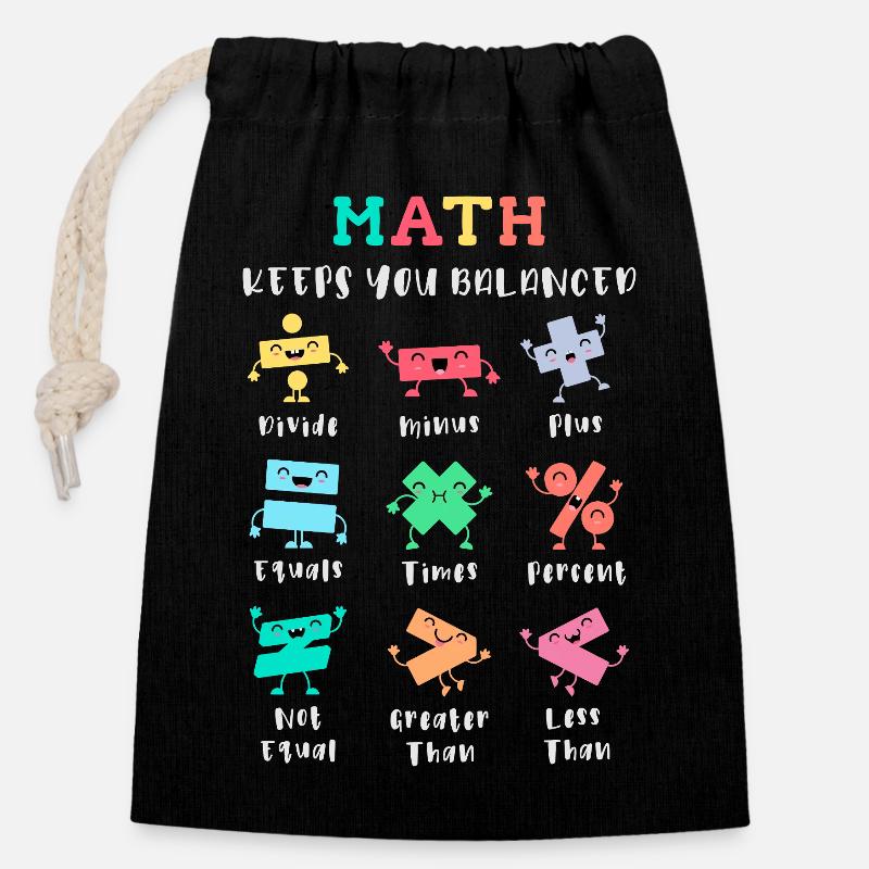 Les maths vous maintiennent en équilibre - Sac cadeau en coton avec cordon (14 x 20 cm) - noir