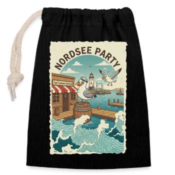 North Sea Party - Closable cotton gift bag (14x20cm) - black - Front