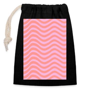 Stripe Wave Pattern - Pink Customizable - Closable cotton gift bag (14x20cm) - black - Front