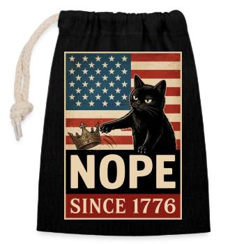 Nein, seit 1776 kein König in Amerika, Katze - Verschließbarer Geschenkbeutel aus Baumwolle (14x20cm) - Schwarz - Vorne