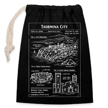 Taormina Skyline Line Art - Closable cotton gift bag (14x20cm) - black - Front