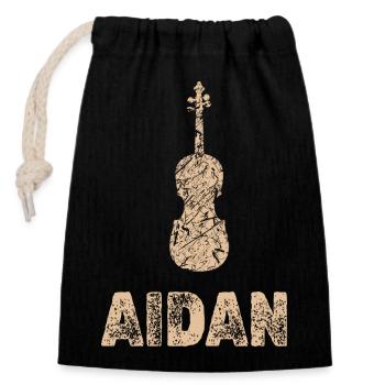 Aidan en violon - Sac cadeau en coton avec cordon (14 x 20 cm) - noir - Devant