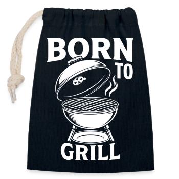 Born to Grill BBQ Grill Master Meat Gift - Closable cotton gift bag (14x20cm) - navy - Front