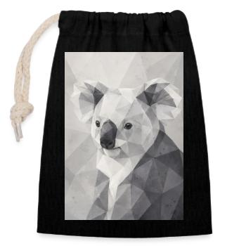 Geometrischer Koala Polygon Art  - Verschließbarer Geschenkbeutel aus Baumwolle (14x20cm) - Schwarz - Vorne