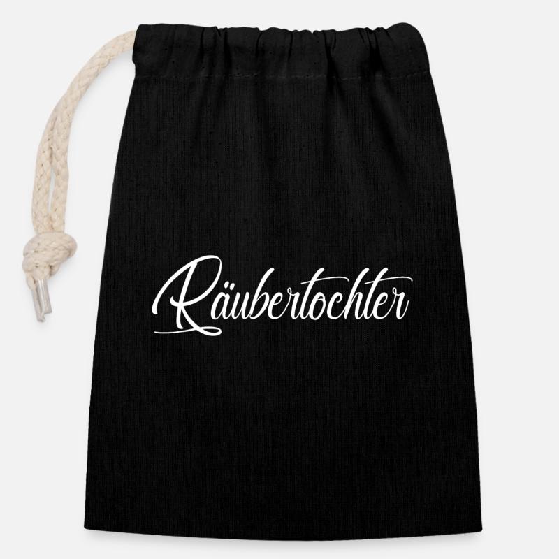 Räubertochter - Verschließbarer Geschenkbeutel aus Baumwolle (14x20cm) - Schwarz