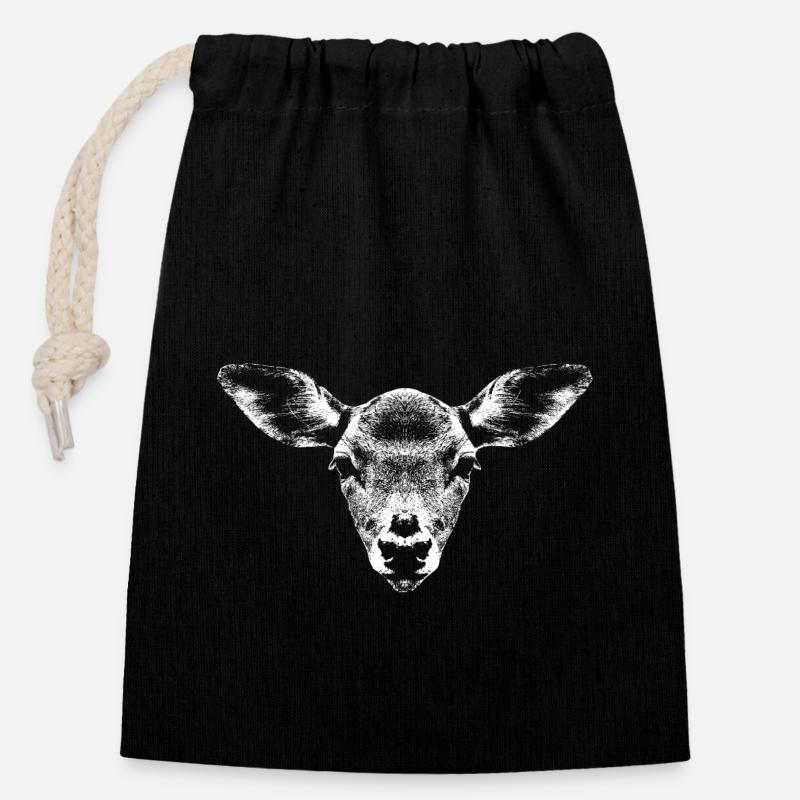 Deer portrait light - Closable cotton gift bag (14x20cm) - black