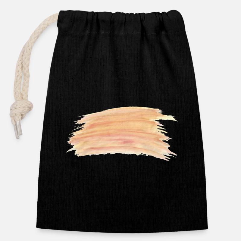Peach Watercolor Stripes - Closable cotton gift bag (14x20cm) - black