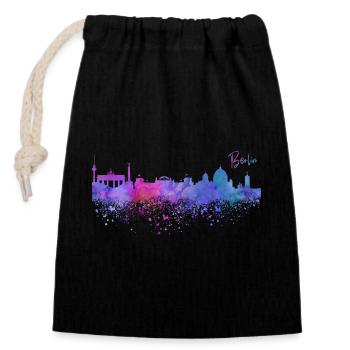 Berlin - Closable cotton gift bag (14x20cm) - black - Front