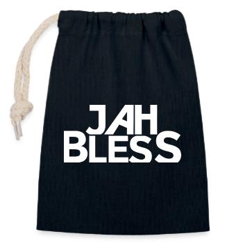 Conception de la police Jah Bless Block - Sac cadeau en coton avec cordon (14 x 20 cm) - bleu marine - Devant