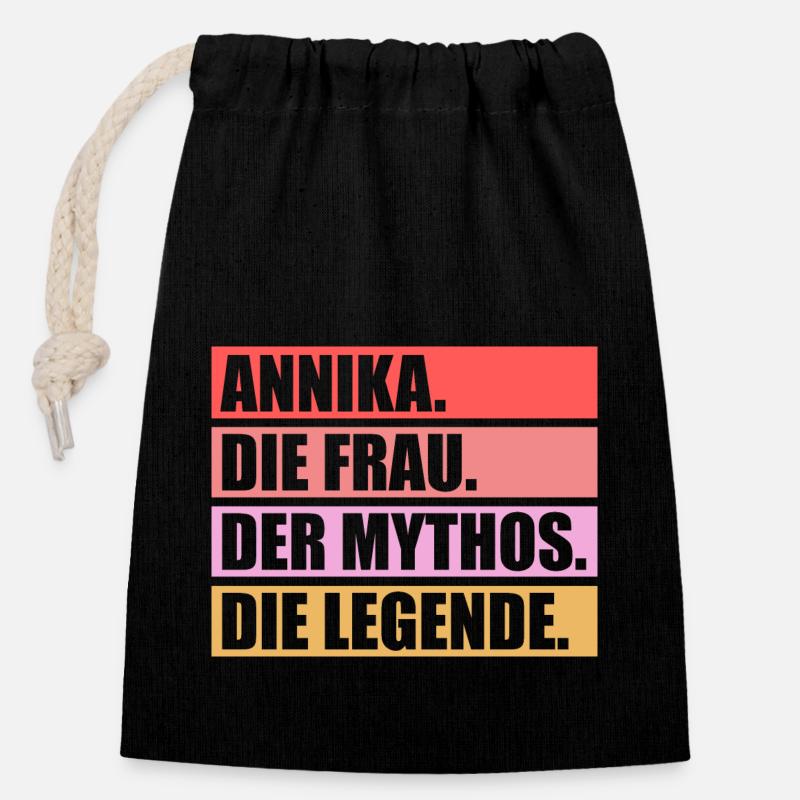Annika - Verschließbarer Geschenkbeutel aus Baumwolle (14x20cm) - Schwarz