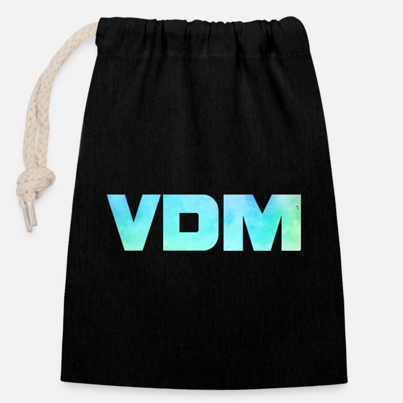 VDM - Sac cadeau en coton avec cordon (14 x 20 cm) - noir