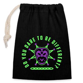 "Do You dare to be different?! - Closable cotton gift bag (14x20cm) - black - Front
