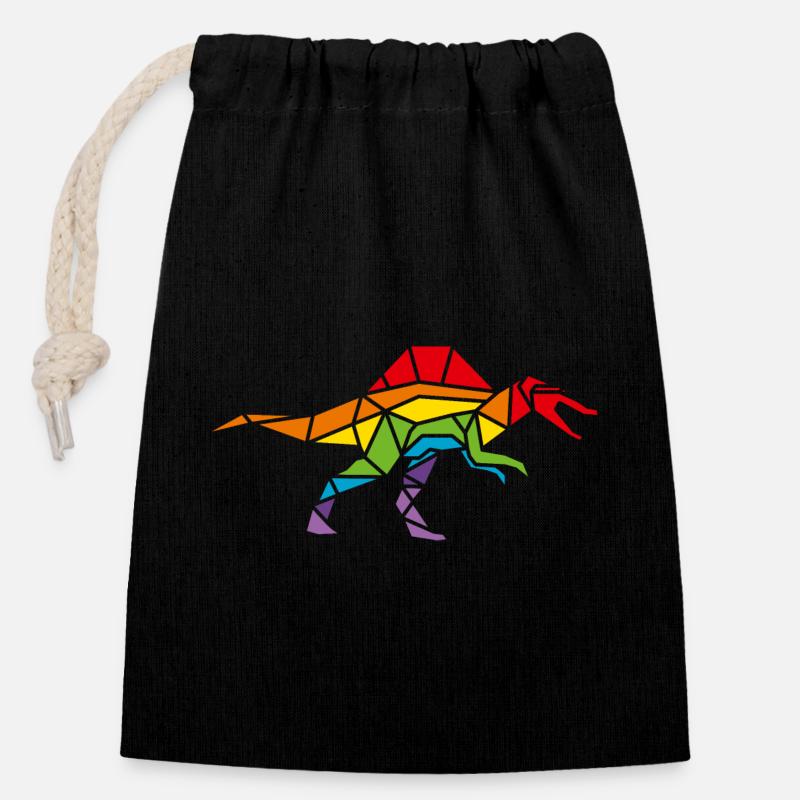Spinosaurus rainbow polygon - Closable cotton gift bag (14x20cm) - black