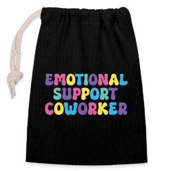 emotional support coworker - Closable cotton gift bag (14x20cm) - black - Front