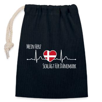 Mein Herz schlägt für Dänemark Spruch Urlaub - Verschließbarer Geschenkbeutel aus Baumwolle (14x20cm) - Navy - Vorne