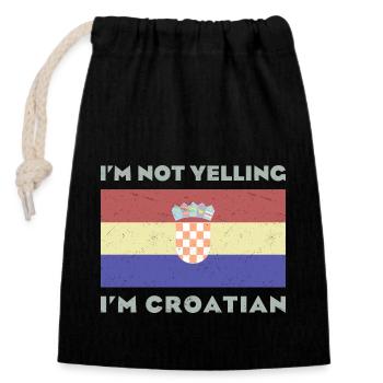 Croatie Origine patriotique Balkans SRFJ - Sac cadeau en coton avec cordon (14 x 20 cm) - noir - Devant