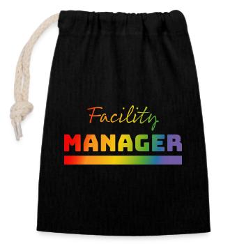 Tshirt Facility Manager rainbow - Verschließbarer Geschenkbeutel aus Baumwolle (14x20cm) - Schwarz - Vorne