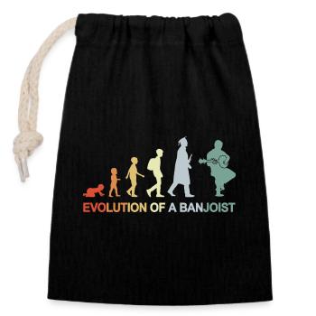 Banjospieler Evolution - Verschließbarer Geschenkbeutel aus Baumwolle (14x20cm) - Schwarz - Vorne