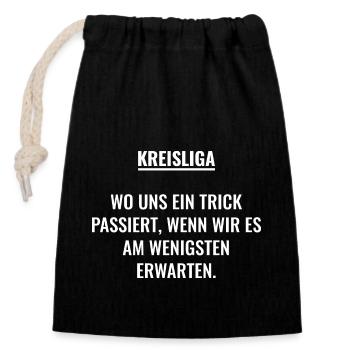 Wo uns ein Trick passiert - Verschließbarer Geschenkbeutel aus Baumwolle (14x20cm) - Schwarz - Vorne