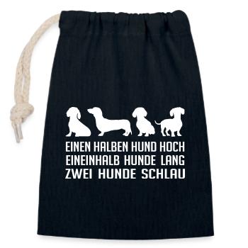 Mein Dackel schlau mutig und hat Persönlichkeit - Verschließbarer Geschenkbeutel aus Baumwolle (14x20cm) - Navy - Vorne