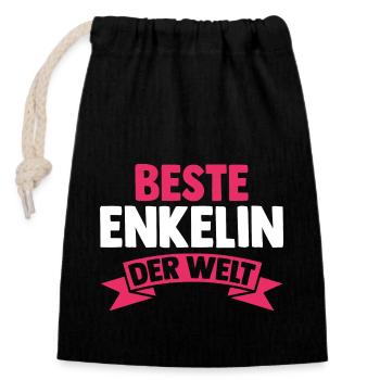 Opa Oma Enkelkind Enkelin - Verschließbarer Geschenkbeutel aus Baumwolle (14x20cm) - Schwarz - Vorne