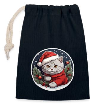 British Shorthair Christmas - Closable cotton gift bag (14x20cm) - navy - Front