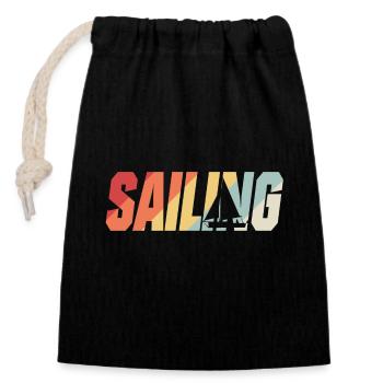 Sailing - Verschließbarer Geschenkbeutel aus Baumwolle (14x20cm) - Schwarz - Vorne