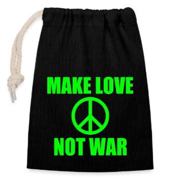 Make love not war - Verschließbarer Geschenkbeutel aus Baumwolle (14x20cm) - Schwarz - Vorne