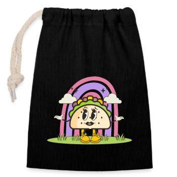 taco - Closable cotton gift bag (14x20cm) - black - Front