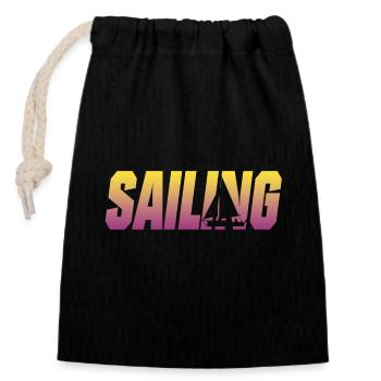 Sailing Segeln Segelboot Skipper - Verschließbarer Geschenkbeutel aus Baumwolle (14x20cm) - Schwarz - Vorne