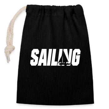 segeln sailing segelschiff skipper - Verschließbarer Geschenkbeutel aus Baumwolle (14x20cm) - Schwarz - Vorne