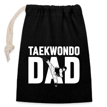 Taekwondo-Vater - Verschließbarer Geschenkbeutel aus Baumwolle (14x20cm) - Schwarz - Vorne