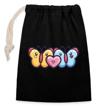 Butterfly Couple Love Couple In Love - Closable cotton gift bag (14x20cm) - black - Front