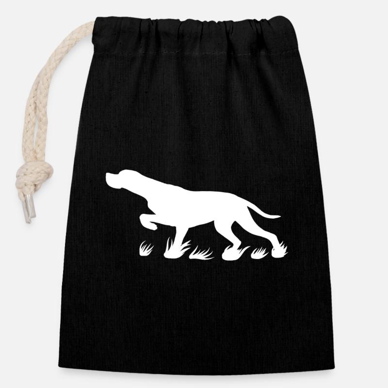 Pointeur saillant (blanc) - Sac cadeau en coton avec cordon (14 x 20 cm) - noir