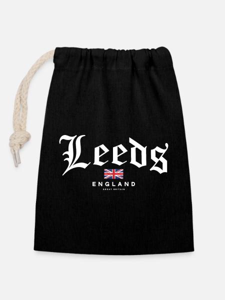Leeds Great Britain - Verschließbarer Geschenkbeutel aus Baumwolle (14x20cm) - Schwarz
