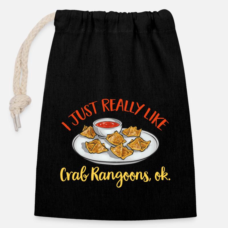 Krabben Rangoon Crabe Rangoon - Sac cadeau en coton avec cordon (14 x 20 cm) - noir