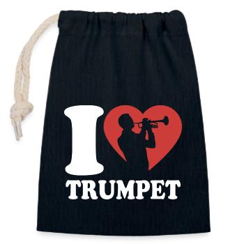 I Love Trumpet - Trompeten Spieler - Hobby - Verschließbarer Geschenkbeutel aus Baumwolle (14x20cm) - Navy - Vorne
