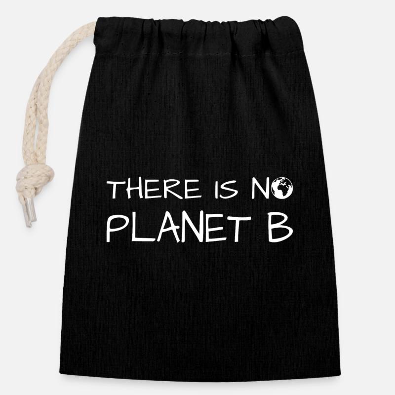 Umwelt, Natur, Klima, Klimawandel, Planet B - Verschließbarer Geschenkbeutel aus Baumwolle (14x20cm) - Schwarz