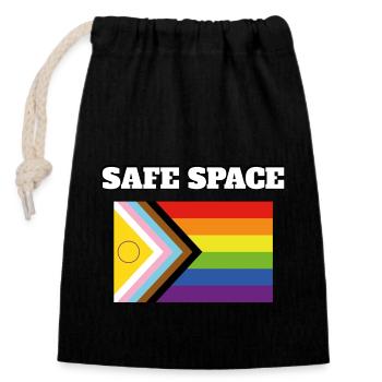 Inclusive Pride Pride SAFE SPACE - Closable cotton gift bag (14x20cm) - black - Front