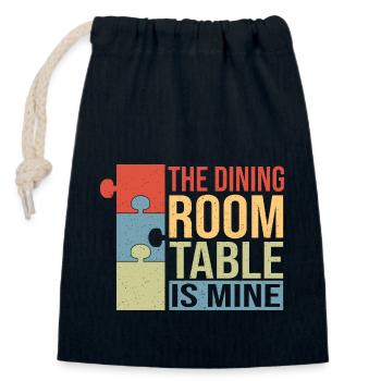La table à manger est à moi - Sac cadeau en coton avec cordon (14 x 20 cm) - bleu marine - Devant