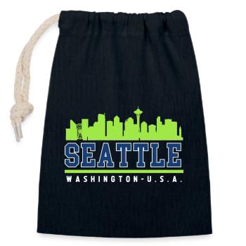 Seattle Skyline Washington usa - Closable cotton gift bag (14x20cm) - navy - Front