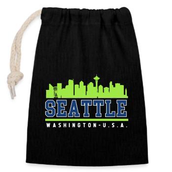 Seattle Skyline Washington USA - Verschließbarer Geschenkbeutel aus Baumwolle (14x20cm) - Schwarz - Vorne